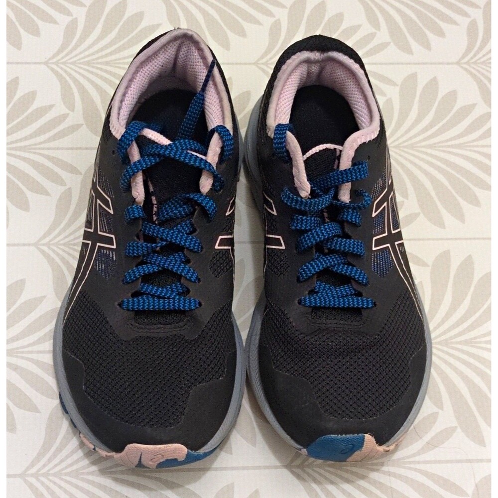 ASICS Women’s Mesh Trail Running Sneakers Black/Blue/Pink 1012B051 size 6